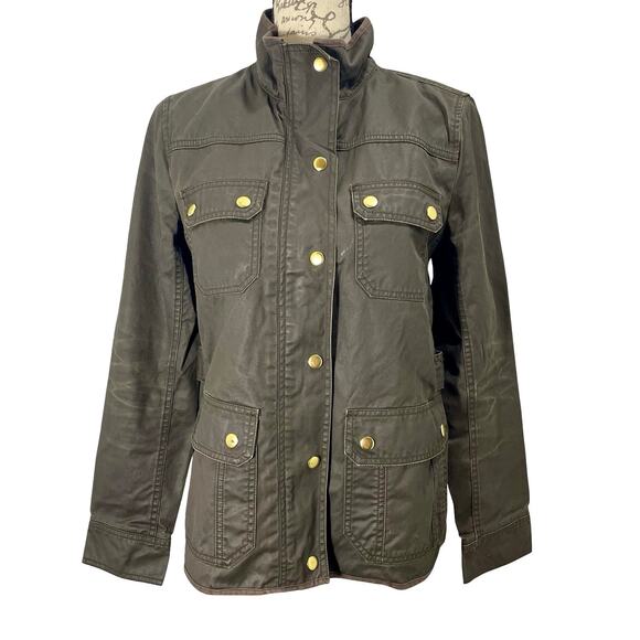 J.Crew Women’s Green Downtown Waxed Canvas Field Jacket Casual Size Small - Picture 1 of 11